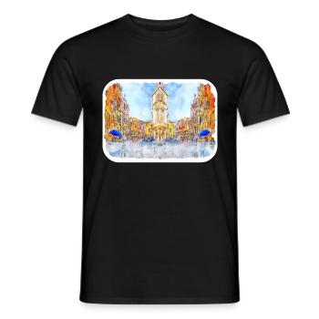 Italy Watercolor Sketch Hand Drawn Illustration - Men's T-Shirt - black - Front - AI Model Male 178 light (178cm)