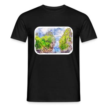 Thaïlande Aquarelle Esquisse Dessinée à la Main Illustration - T-shirt homme - noir - Devant - AI Model Male 178 light (178cm)