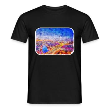 Berlin Allemagne Aquarelle Esquisse Dessinée Peinture - T-shirt homme - noir - Devant - AI Model Male 178 light (178cm)