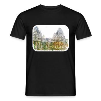 Indien Wahrzeichen Aquarell Skizze Farbe Illustratio - Männer T-Shirt - Schwarz - Vorne - AI Model Male 178 light (178cm)