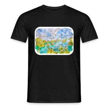 Indonésie Aquarelle Esquisse Dessinée à la Main Peinture - T-shirt homme - noir - Devant - AI Model Male 178 light (178cm)