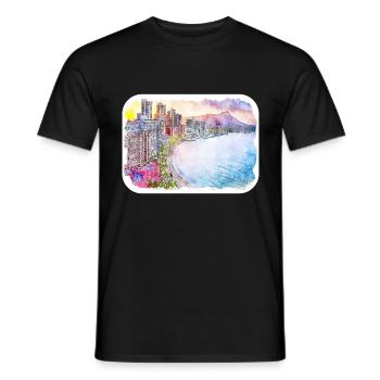 Marrakech Morrocco Watercolor Sketch Drawn Paintin - Men's T-Shirt - black - Front - AI Model Male 178 light (178cm)