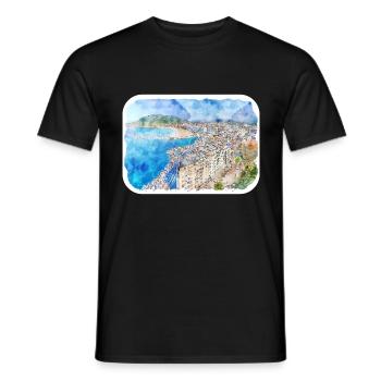 San Sebastian Croatie Aquarelle Esquisse Dessinée Illu - T-shirt homme - noir - Devant - AI Model Male 178 light (178cm)