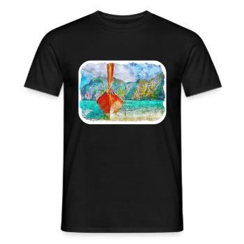 Thailand Aquarell Skizze Handgezeichnete Illustration - Männer T-Shirt - Schwarz - Vorne - AI Model Male 178 light (178cm)