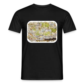Monaco Landmark Aquarell Skizze Farbe Zeichnung - Männer T-Shirt - Schwarz - Vorne - AI Model Male 178 light (178cm)