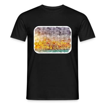 Istanbul Turkey Watercolor Sketch Illustration - Men's T-Shirt - black - Front - AI Model Male 178 light (178cm)