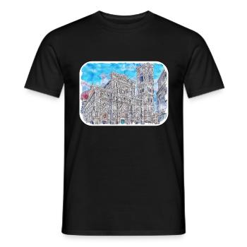 Florence Italie Aquarelle Esquisse Peinture Dessinée - T-shirt homme - noir - Devant - AI Model Male 178 light (178cm)