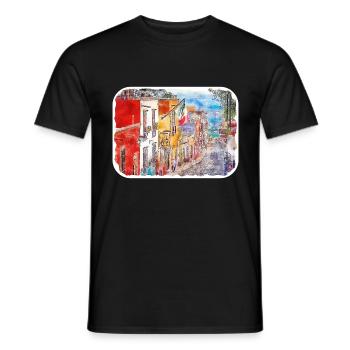 San Miguel De Allende Mexico Watercolor Sketch Dra - Men's T-Shirt - black - Front - AI Model Male 178 light (178cm)