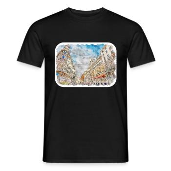 Madrid Spain Watercolor Sketch Painting Drawing - Men's T-Shirt - black - Front - AI Model Male 178 light (178cm)