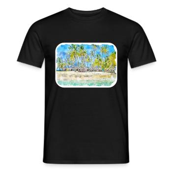 Maldives Watercolor Sketch Hand Drawn Illustration - Men's T-Shirt - black - Front - AI Model Male 178 light (178cm)