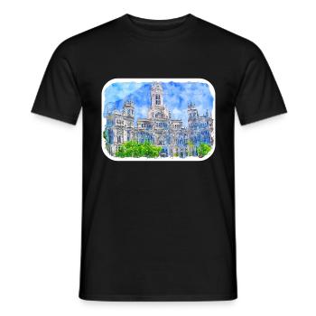 Madrid Espagne Aquarelle Esquisse Dessinée Peinture - T-shirt homme - noir - Devant - AI Model Male 178 light (178cm)