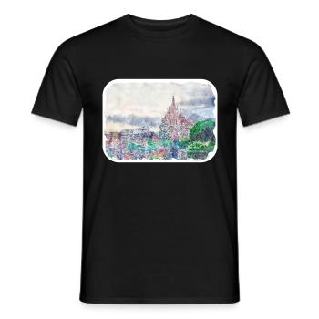 San Miguel De Allende Mexico Watercolor Sketch Dra - Men's T-Shirt - black - Front - AI Model Male 178 light (178cm)