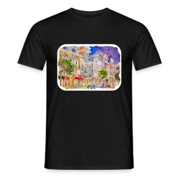 USA Aquarellskizze Handgezeichnete Illustration - Männer T-Shirt - Schwarz - Vorne - AI Model Male 178 light (178cm)