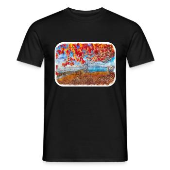 Vancouver Canada Aquarelle Sketch Illustration - T-shirt homme - noir - Devant - AI Model Male 178 light (178cm)