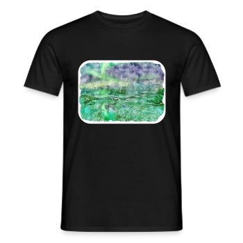 Norvège Aquarelle Esquisse Dessinée à la main Illustration - T-shirt homme - noir - Devant - AI Model Male 178 light (178cm)