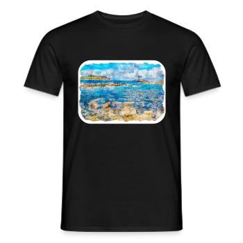 Irlande Royaume-Uni Aquarelle Esquisse Dessinée à la main Peinture - T-shirt homme - noir - Devant - AI Model Male 178 light (178cm)