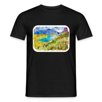Norvège Aquarelle Esquisse Dessinée à la main Illustration - T-shirt homme - noir - Devant - AI Model Male 178 light (178cm)