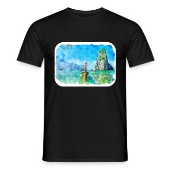 Philippines Aquarelle Sketch Drawn Illustration - T-shirt homme - noir - Devant - AI Model Male 178 light (178cm)