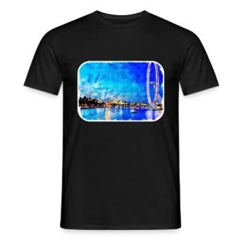 Londres UK Aquarelle Esquisse Dessinée à la Main Peinture - T-shirt homme - noir - Devant - AI Model Male 178 light (178cm)