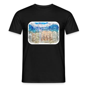 Autriche Aquarelle Esquisse Dessinée à la main Illustration - T-shirt homme - noir - Devant - AI Model Male 178 light (178cm)