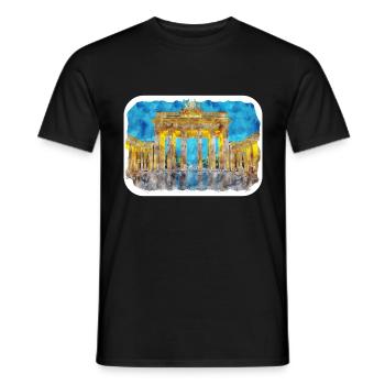 Allemagne Aquarelle Esquisse Dessinée à la main Illustration - T-shirt homme - noir - Devant - AI Model Male 178 light (178cm)