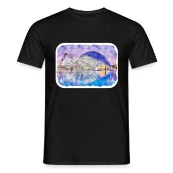Spain Watercolor Sketch Hand Drawn Illustration - Men's T-Shirt - black - Front - AI Model Male 178 light (178cm)