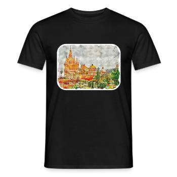 San Miguel De Allende Mexique Aquarelle Esquisse Dra - T-shirt homme - noir - Devant - AI Model Male 178 light (178cm)