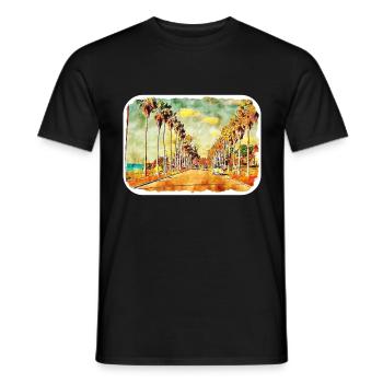 California Usa Watercolor Sketch Illustration - Men's T-Shirt - black - Front - AI Model Male 178 light (178cm)