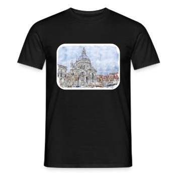 Italy Watercolor Sketch Hand Drawn Illustration - Men's T-Shirt - black - Front - AI Model Male 178 light (178cm)