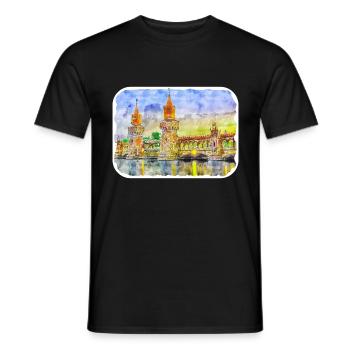 Allemagne Aquarelle Esquisse Dessinée à la main Illustration - T-shirt homme - noir - Devant - AI Model Male 178 light (178cm)