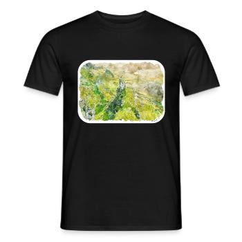 Schottland UK Aquarellskizze Gezeichnete Illustration - Männer T-Shirt - Schwarz - Vorne - AI Model Male 178 light (178cm)