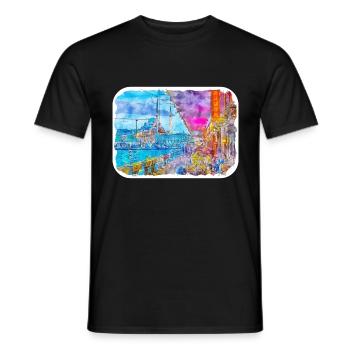Istanbul Turkey Watercolor Sketch Draw Drawing - Men's T-Shirt - black - Front - AI Model Male 178 light (178cm)
