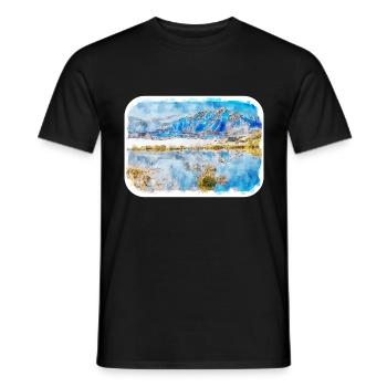 Queenstown Neuseeland Aquarell Skizze Farbe - Männer T-Shirt - Schwarz - Vorne - AI Model Male 178 light (178cm)