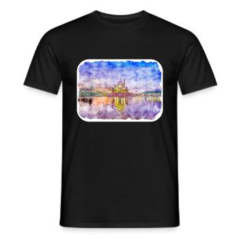 Malaisie Aquarelle Esquisse Dessinée à la Main Illustration - T-shirt homme - noir - Devant - AI Model Male 178 light (178cm)
