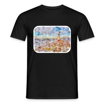 Norvège Aquarelle Esquisse Dessinée à la main Illustration - T-shirt homme - noir - Devant - AI Model Male 178 light (178cm)