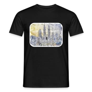 Malaisie aquarelle croquis dessinés à la main illustration - T-shirt homme - noir - Devant - AI Model Male 178 light (178cm)