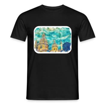 Rome Italie croquis aquarelle peinture dessinée à la main - T-shirt homme - noir - Devant - AI Model Male 178 light (178cm)