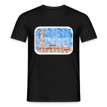 Mumbai Indien Aquarell Skizze gezeichnetes Gemälde - Männer T-Shirt - Schwarz - Vorne - AI Model Male 178 light (178cm)