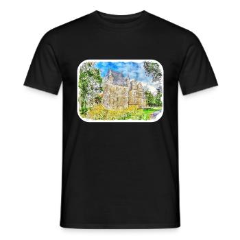 Allemagne croquis aquarelle illustration dessinée à la main - T-shirt homme - noir - Devant - AI Model Male 178 light (178cm)