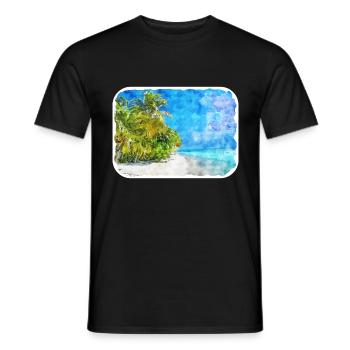 Maldives Watercolor Sketch Hand Drawn Illustration - Men's T-Shirt - black - Front - AI Model Male 178 light (178cm)