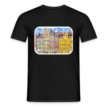 Polen Landmark Aquarell Skizze Farbe Zeichnung - Männer T-Shirt - Schwarz - Vorne - AI Model Male 178 light (178cm)