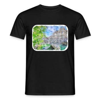 Illustration de l’esquisse à l’aquarelle de Slovénie - T-shirt homme - noir - Devant - AI Model Male 178 light (178cm)