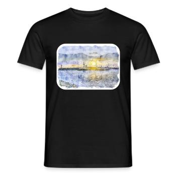 Illustration de croquis aquarelle Dublin Irlande Royaume-Uni - T-shirt homme - noir - Devant - AI Model Male 178 light (178cm)