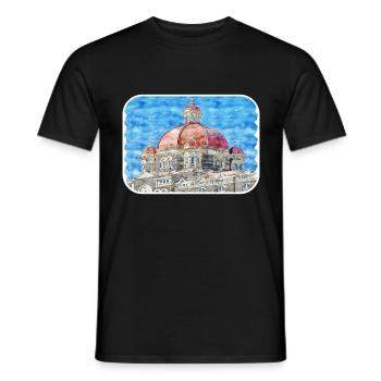 Mumbai Indien Aquarell Skizze gezeichnetes Gemälde - Männer T-Shirt - Schwarz - Vorne - AI Model Male 178 light (178cm)