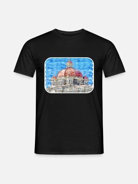 Mumbai Inde Aquarelle Esquisse Dessinée Peinture - T-shirt homme - noir