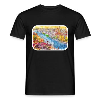 Italy Watercolor Sketch Hand Drawn Illustration - Men's T-Shirt - black - Front - AI Model Male 178 light (178cm)