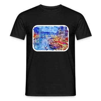 italie croquis aquarelle illustration dessinée à la main - T-shirt homme - noir - Devant - AI Model Male 178 light (178cm)
