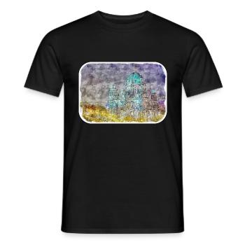 Berlin Allemagne Aquarelle Croquis Dessiné Peinture - T-shirt homme - noir - Devant - AI Model Male 178 light (178cm)