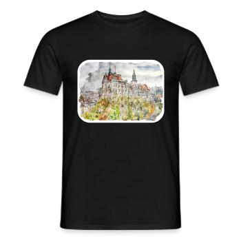 Allemagne croquis aquarelle illustration dessinée à la main - T-shirt homme - noir - Devant - AI Model Male 178 light (178cm)