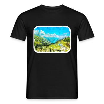 Indonésie Croquis Aquarelle Peinture Dessinée À La Main - T-shirt homme - noir - Devant - AI Model Male 178 light (178cm)